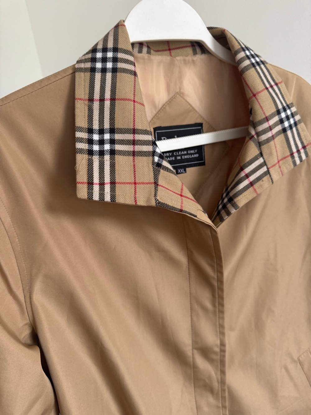 Burberry Tan Trench Coat with Signature Check Collar - Picture 2 of 4